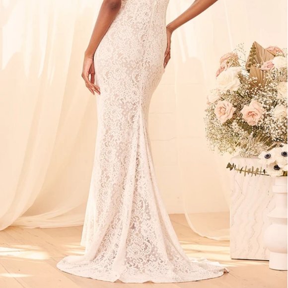 COPY - White Lace Sleeveless Mermaid Maxi Dress - Picture 3 of 7